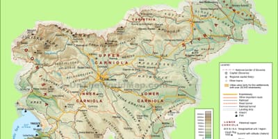 નકશો સ્લોવેનિયા શારીરિક